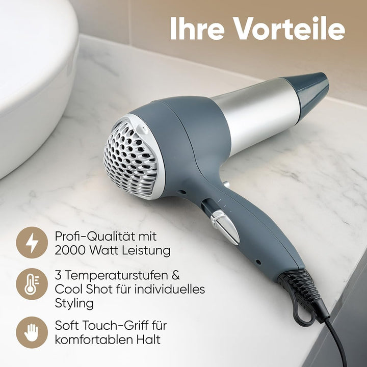 Bomann® Haartrockner mit Diffusor & Formdüse | Hair Dryer mit "Cool Shot" für glänzendes Haar | Haar