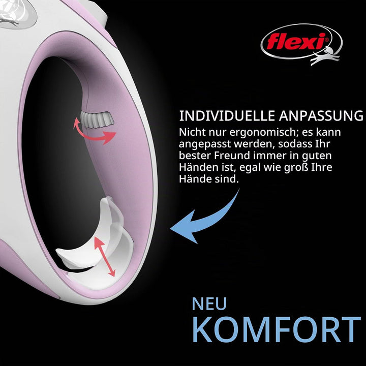 FLEXI® New Comfort einziehbare Hundeleine (Band), ergonomisch, robust und verhedderungsfrei, für Hun