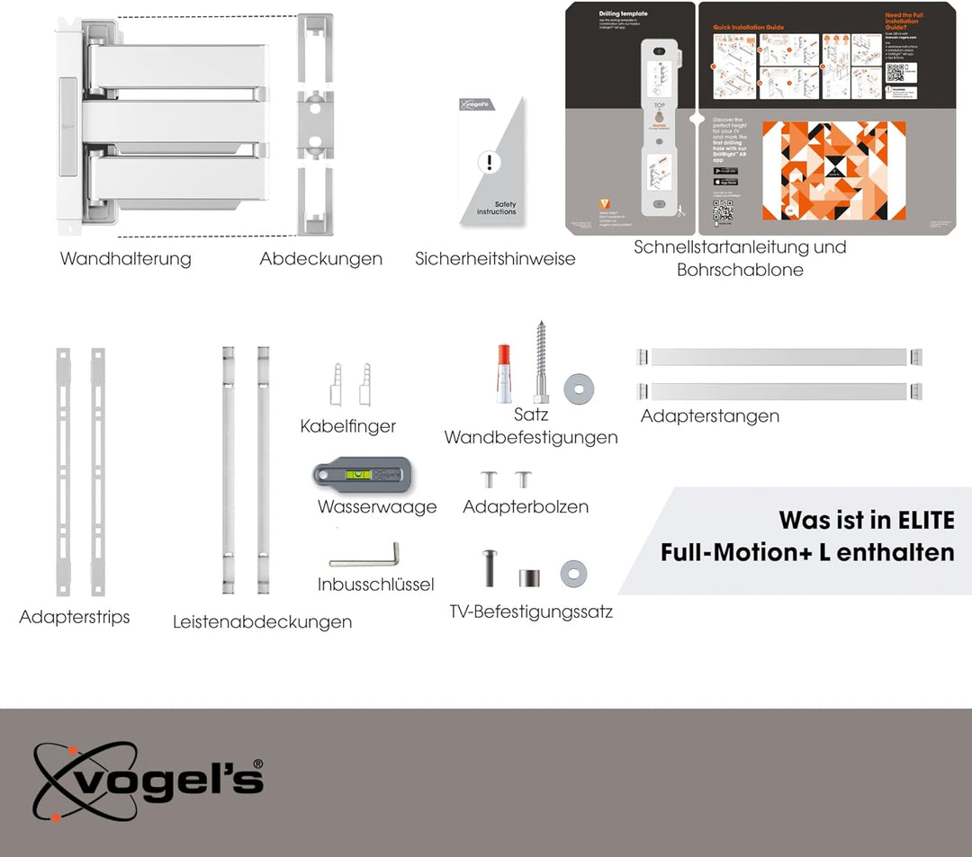 Vogel's Elite TVM 5645 Ultradünne Schwenkbare Premium TV-Wandhalterung für 40-77 Zoll Fernseher | Bi