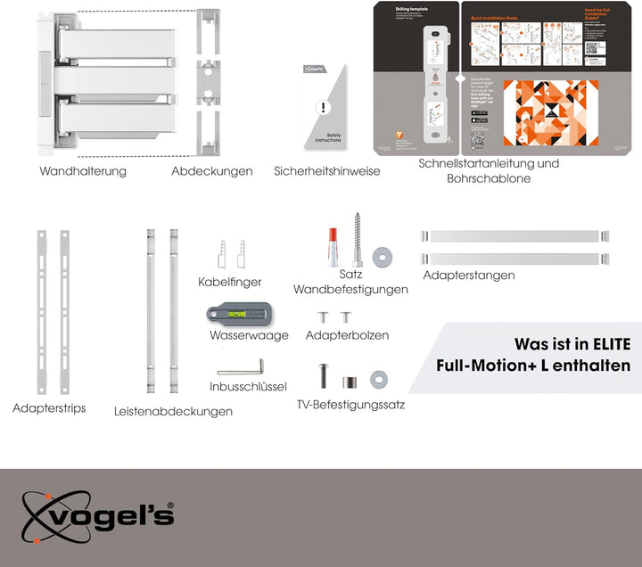 Vogel's Elite TVM 5645 Ultradünne Schwenkbare Premium TV-Wandhalterung für 40-77 Zoll Fernseher | Bi