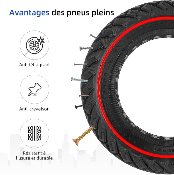 Ulip 10 x 3/255 x 80 (80/65-6) Reifen für Elektroroller, 10 Zoll, Ersatzreifen, vorne oder hinten, f