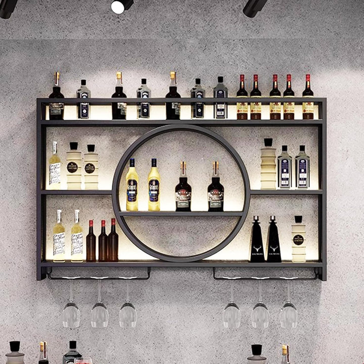 Generisch Modernes Weinregal Wand aus Metall, Bar Regal mit Glasregal, Wandmontage Wine Display-Stän