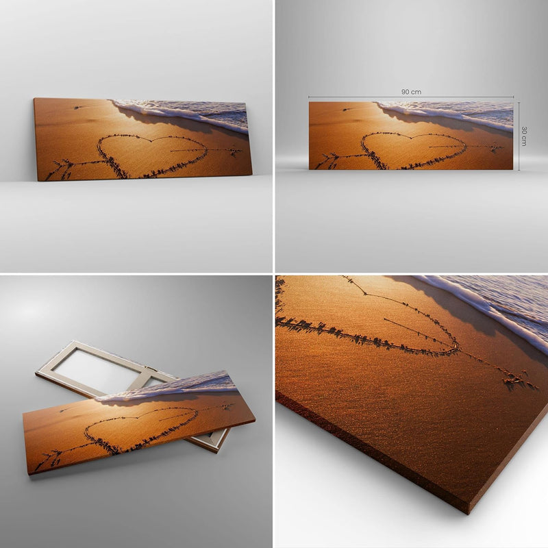 Panorama Bilder auf Leinwand Sommer Meer Sand Strand Leinwandbild 90x30cm Wandbilder Dekoration Wohn