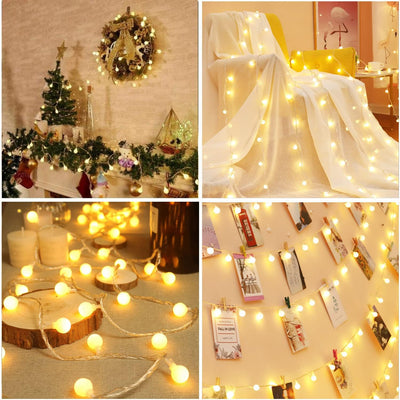 WOWDSGN Kugel Lichterkette, 300 LEDs Lichterkette 30M Dimmbar, Partylichterkette mit Stecker für Inn