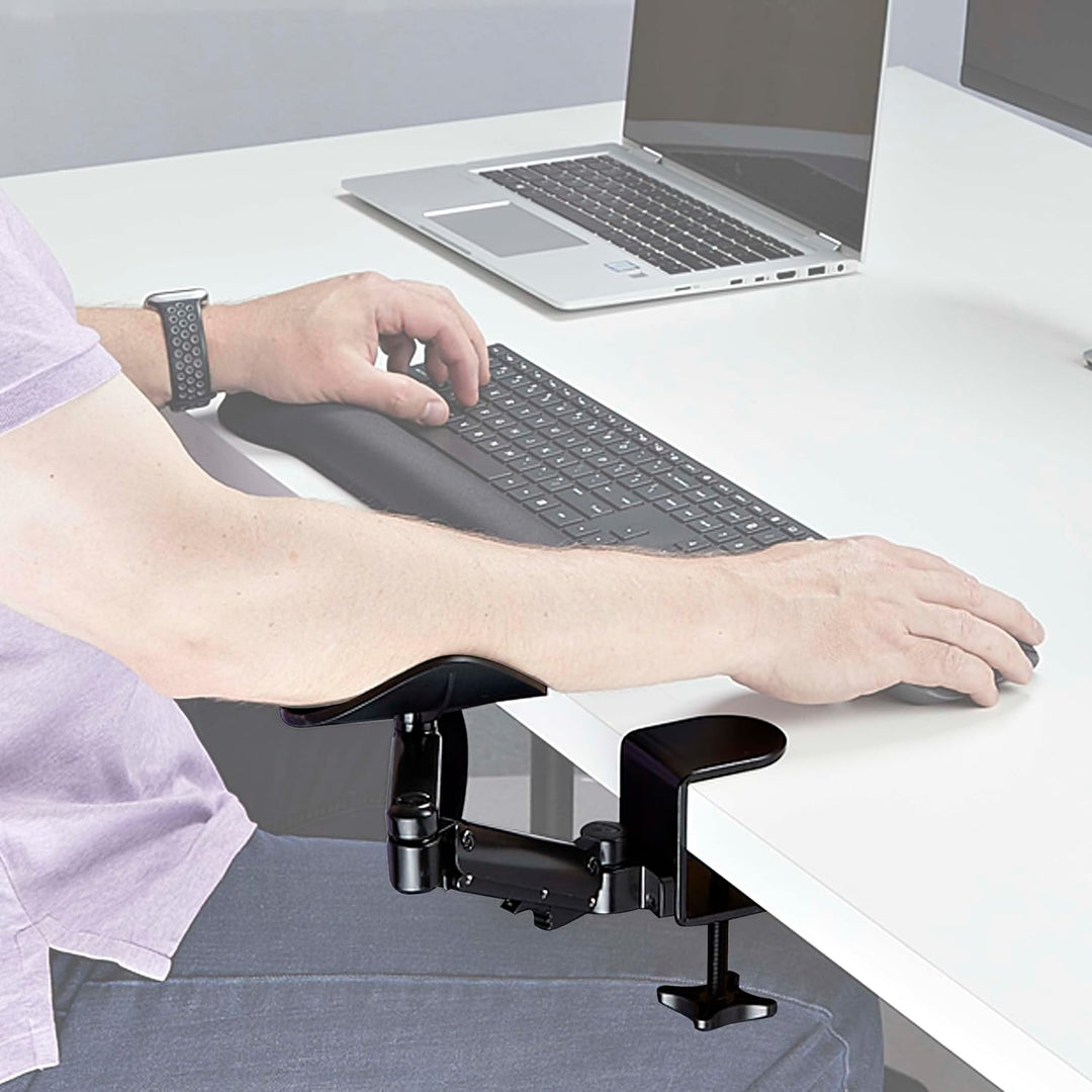 StarTech.com Verstellbare Schreibtisch Armlehne, Ergonomische Armstütze, 360-Grad-Drehbar, Klemmbefe