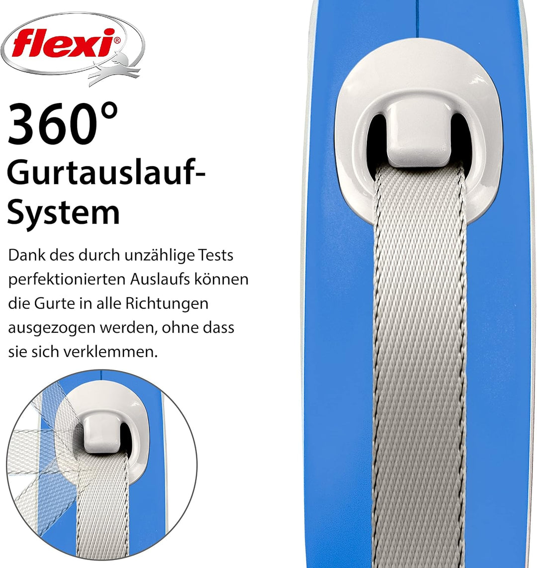 Kerbl Flexi - Rollschnur New Comfort Band - 8 Meter bis 50 kg - Blau - 1 Stück Blau small, Blau smal