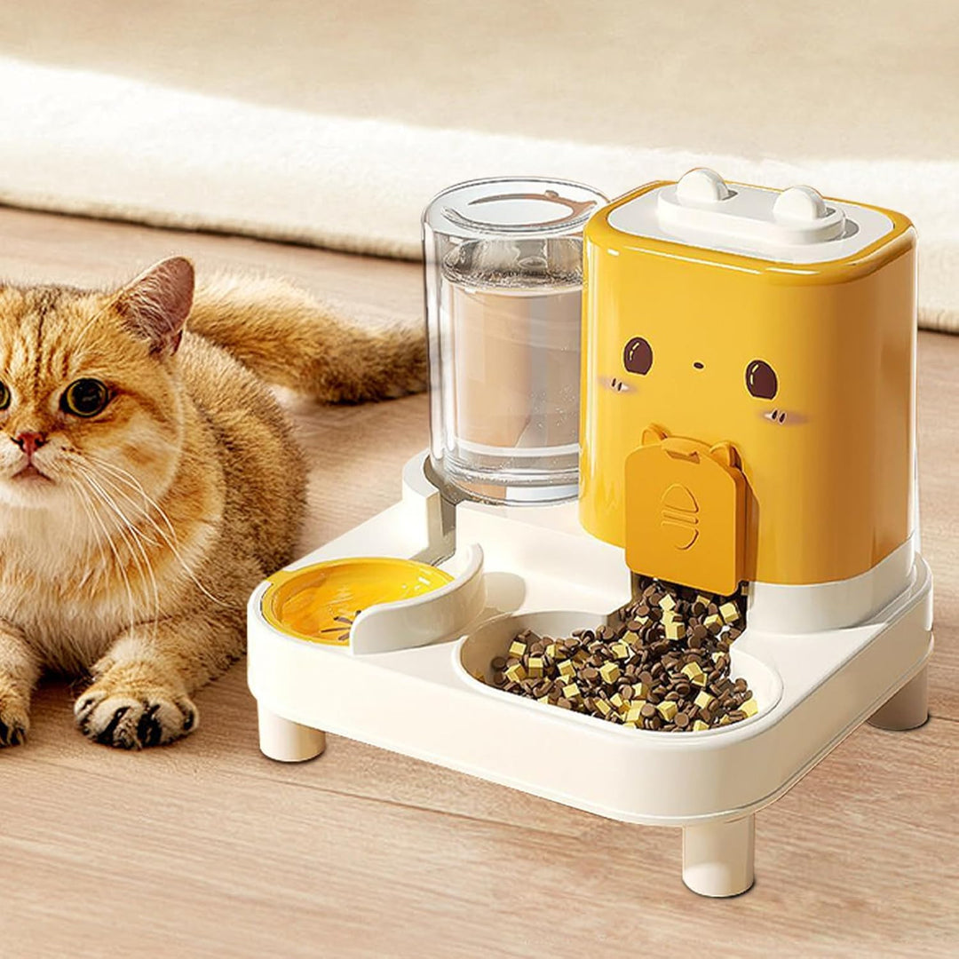Automatischer Katzenfutterautomat | 2 In 1 Futterautomat Für Katzen,Abnehmbarer Trinknapf Für Hunde