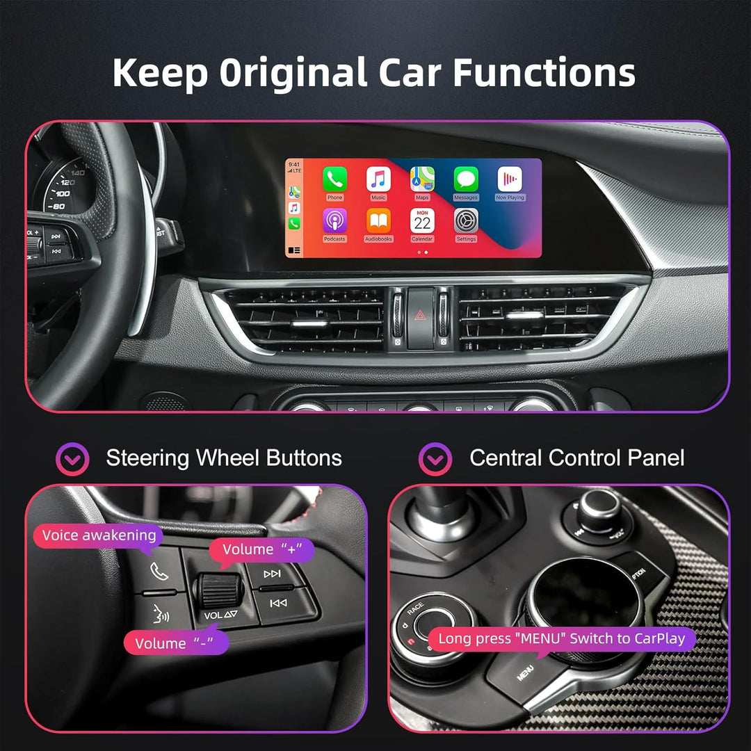 EZoneTronics Wireless CarPlay & Android Auto Retrofit Kit Decoder für Alfa Romeo Giulia Stelvio 2017