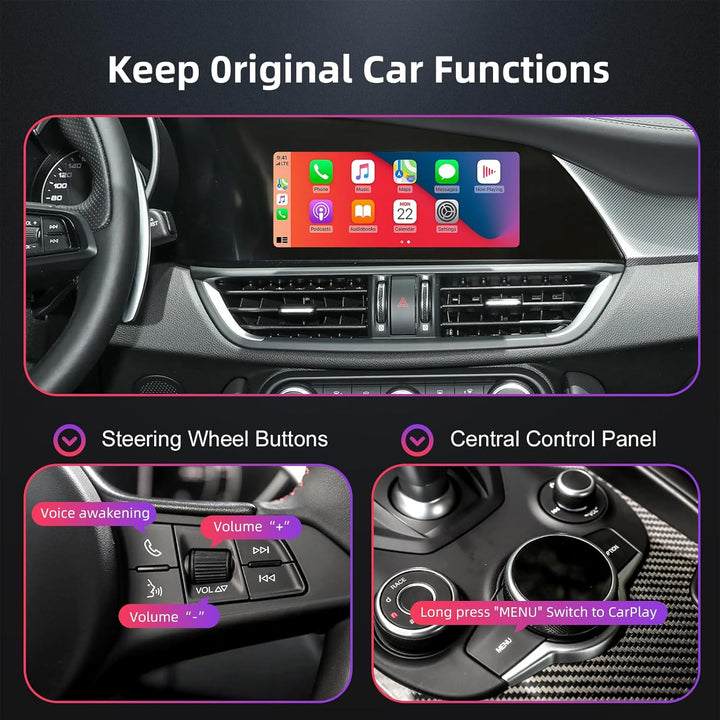 EZoneTronics Wireless CarPlay & Android Auto Retrofit Kit Decoder für Alfa Romeo Giulia Stelvio 2017