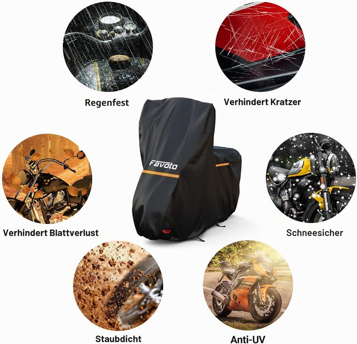 Favoto Motorradabdeckung Wasserdicht Motorrad Abdeckpane Outdoor 210D Oxford für Motorräder Elektror