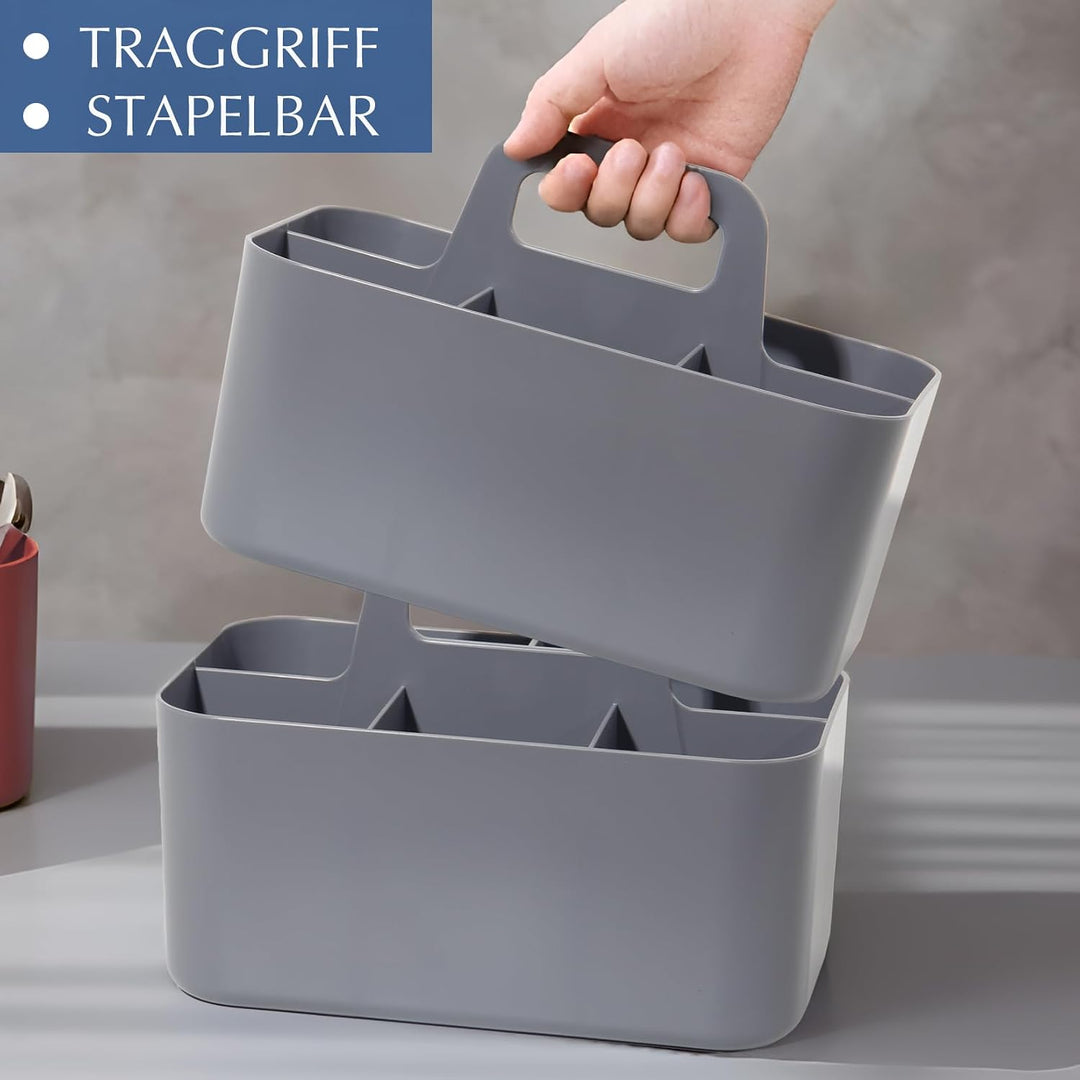 SYLANDO Korb Organizer mit Griff, 24x15x11 cm, Kunststoffkorb, Reinigungskorb, Bastelkorb, Schreibti