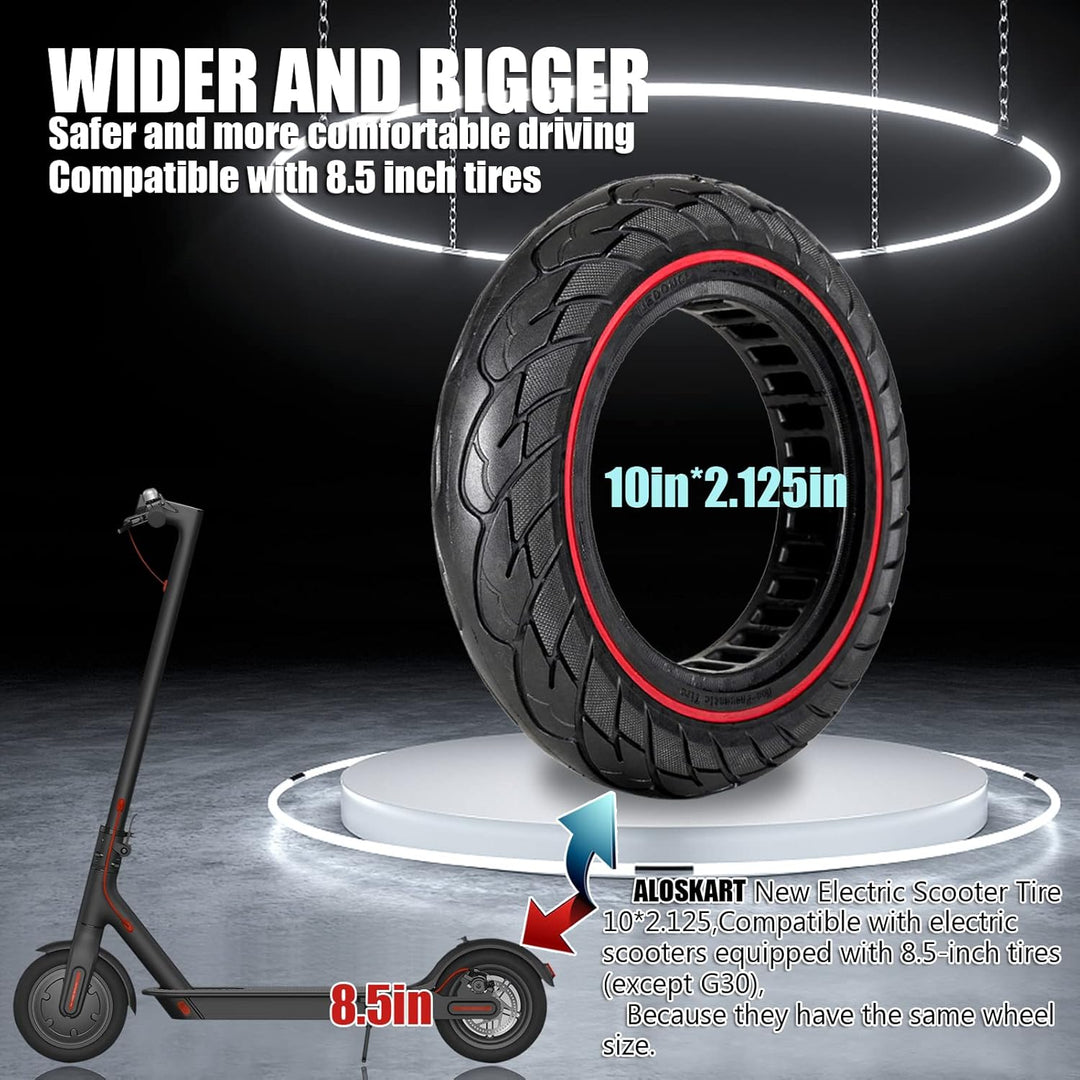 Ersatzreifen Scooter Reifen 10x2.125, E-Scooter Vollgummireifen 10 Zoll, Roller Honeycomb Reifen für