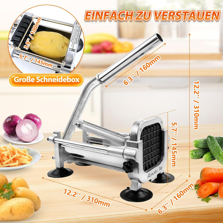Anatole Pommesschneider Professioneller mit 13mm Klinge aus Edelstahl Kartoffelschneider Pommes Frit