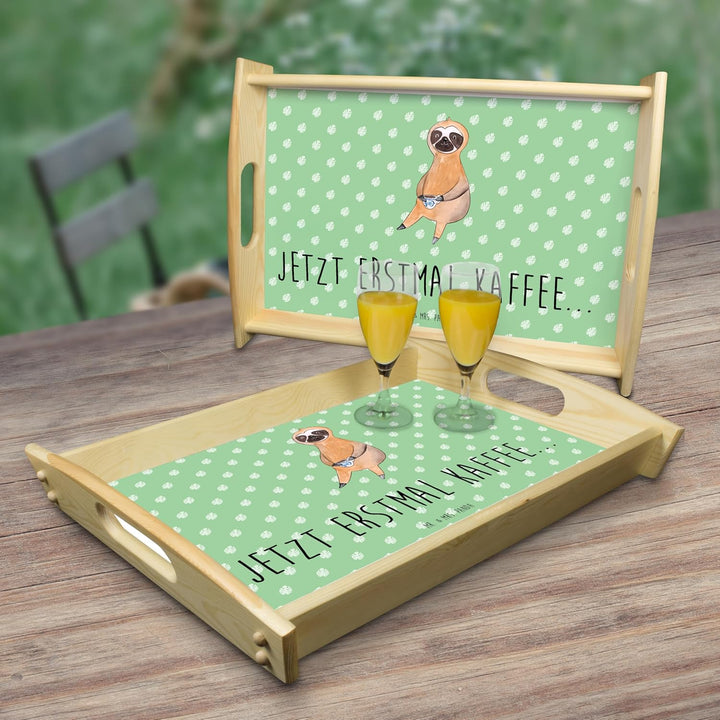 Mr. & Mrs. Panda tablett Holz Faultier Kaffee - Geschenk, Serviertablett, aus, Holztablett, Coffee,