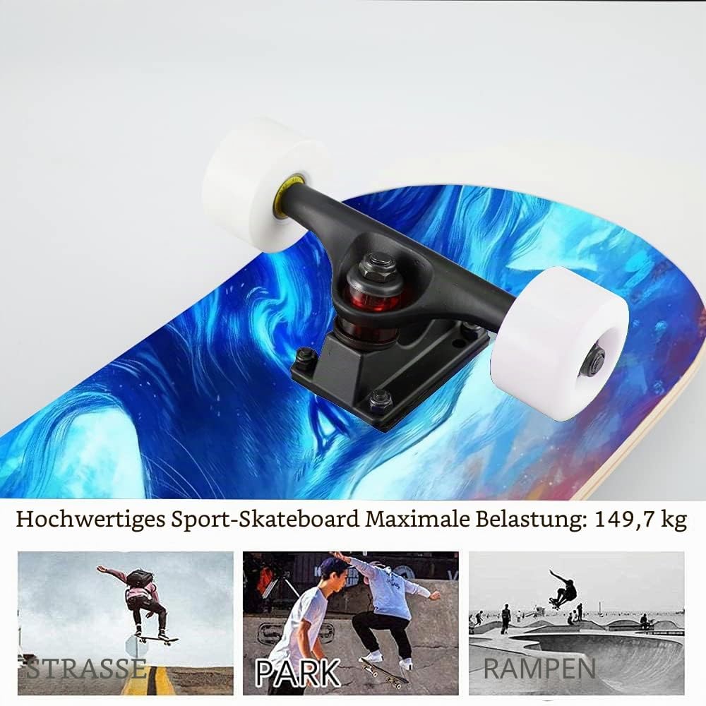 31-Zoll-Standard-Skateboard, 7 Lagen Ahorn-Board-Oberfläche, geeignet für Kinder, Jugendliche, Erwac