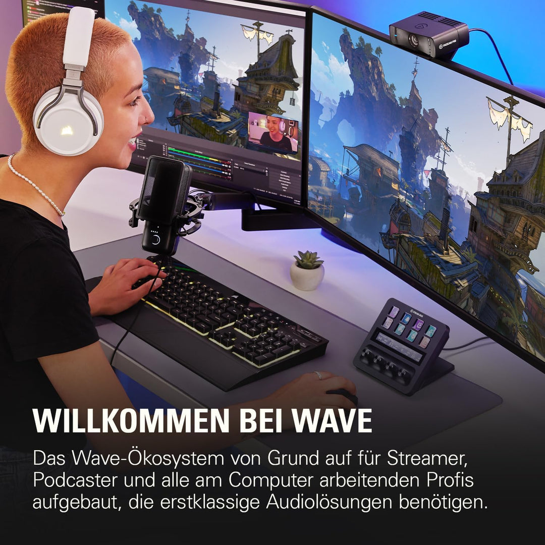 Elgato Stream Deck +, Audiomixer & Wave:3 - Professionelles USB-Kondensatormikrofon für Streaming, P
