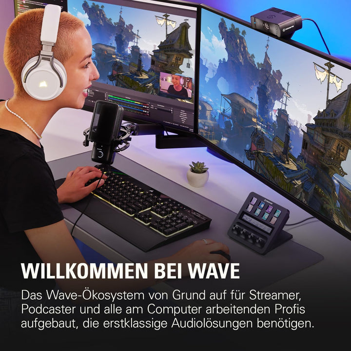 Elgato Stream Deck +, Audiomixer & Wave:3 - Professionelles USB-Kondensatormikrofon für Streaming, P