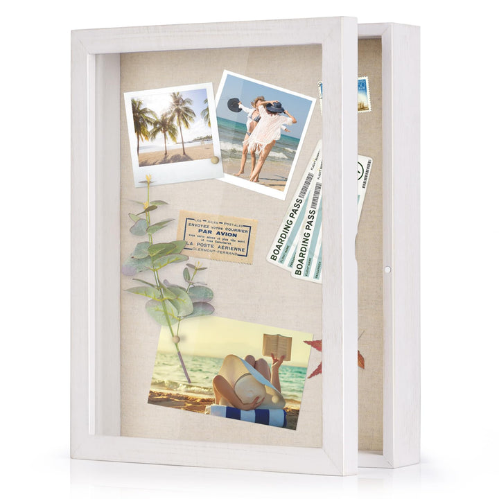 Love-KANKEI 3D Bilderrahmen 28 x 35 cm Holz Objektrahmen zum Befüllen Shadow Box Frame mit 8 Steckna