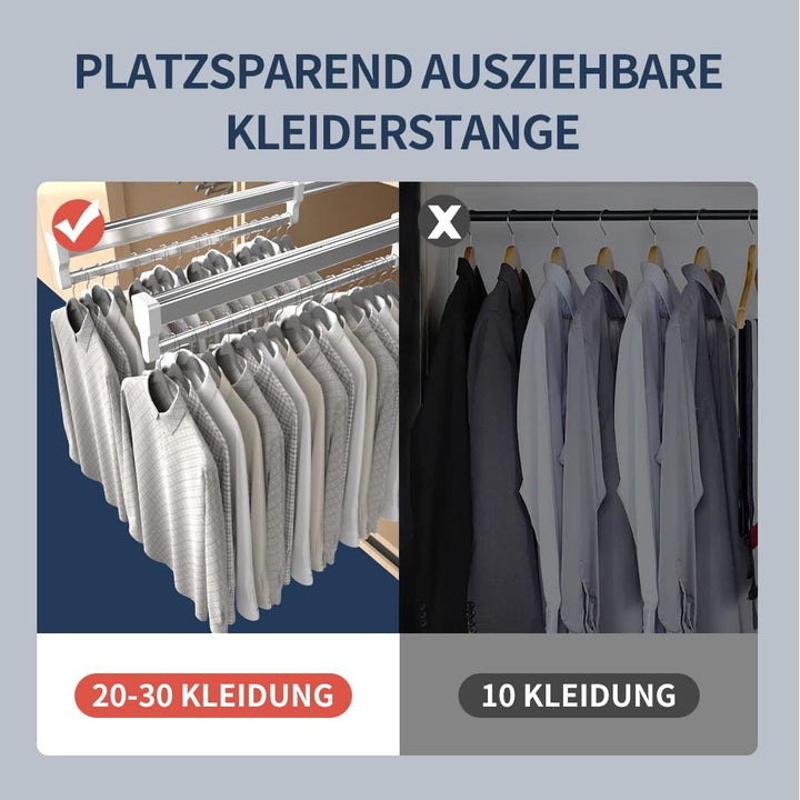 Kleiderschrank Kleiderstangen, 550 mm/21,65 Zoll Verstellbarer Ausziehbar Kleiderstangen, Hosenbügel
