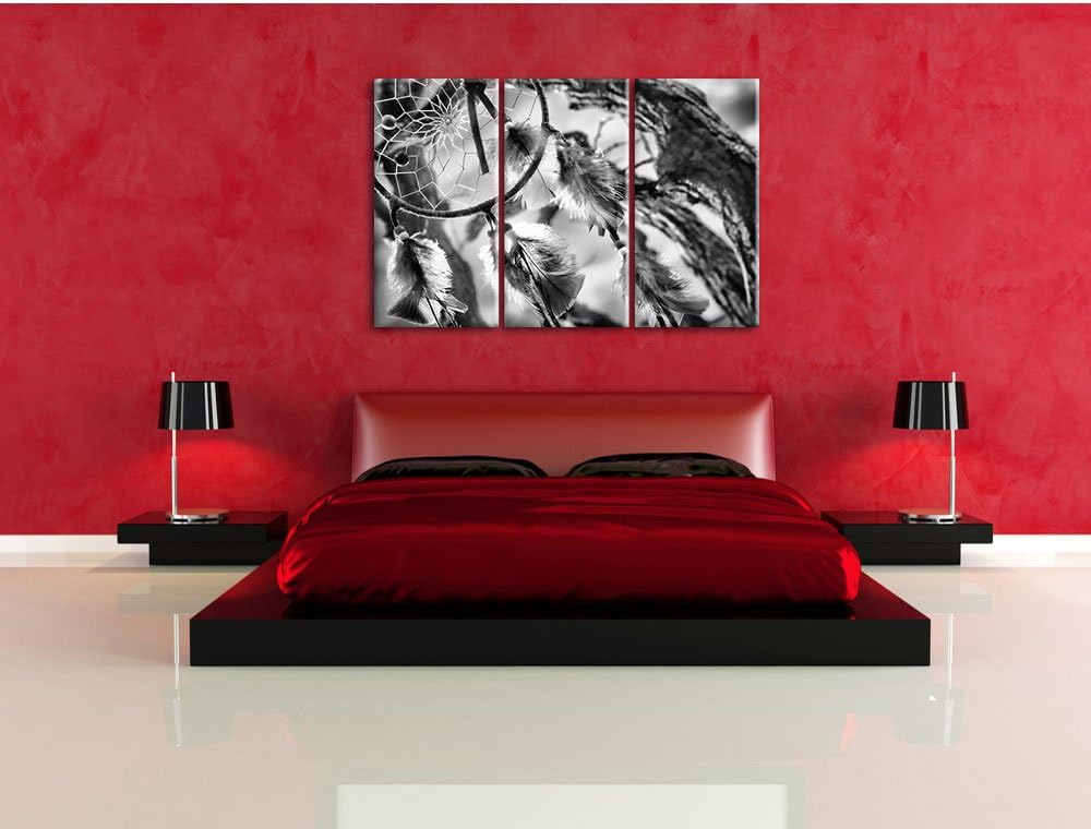 Pixxprint Traumfänger als Leinwandbild | Grösse: 3 Teilig (120x80) | Wandbild| Kunstdruck | fertig b