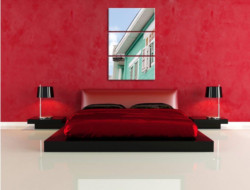 Pixxprint altes karibisches Haus als Leinwandbild/Grösse: 3 Teilig (120x80) cm/Wandbild/Kunstdruck/f