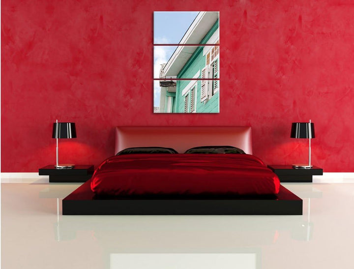 Pixxprint altes karibisches Haus als Leinwandbild/Grösse: 3 Teilig (120x80) cm/Wandbild/Kunstdruck/f