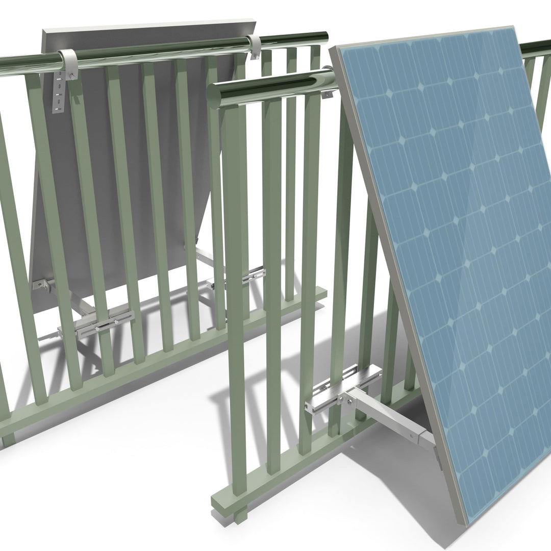 Balkonkhalterung Aluminium für PV Module – Neigungswinkel von 0° oder 10°-30° einstellbar – Vormonti