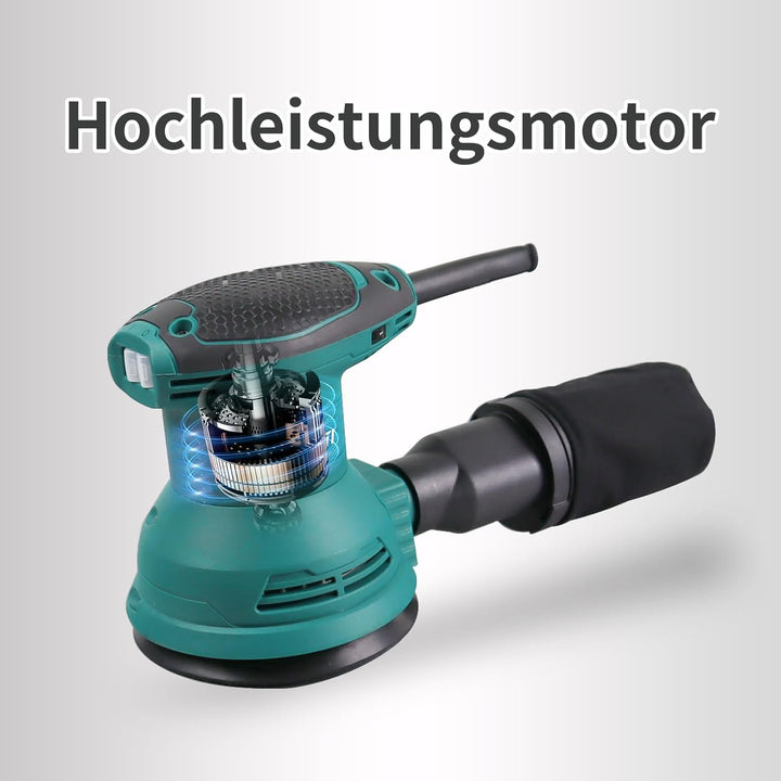 DNTI Exzenterschleifer 350W, 125mm Schleifmaschine 5,000-13,000 U/min mit 6-stufige Drehzahlregelung