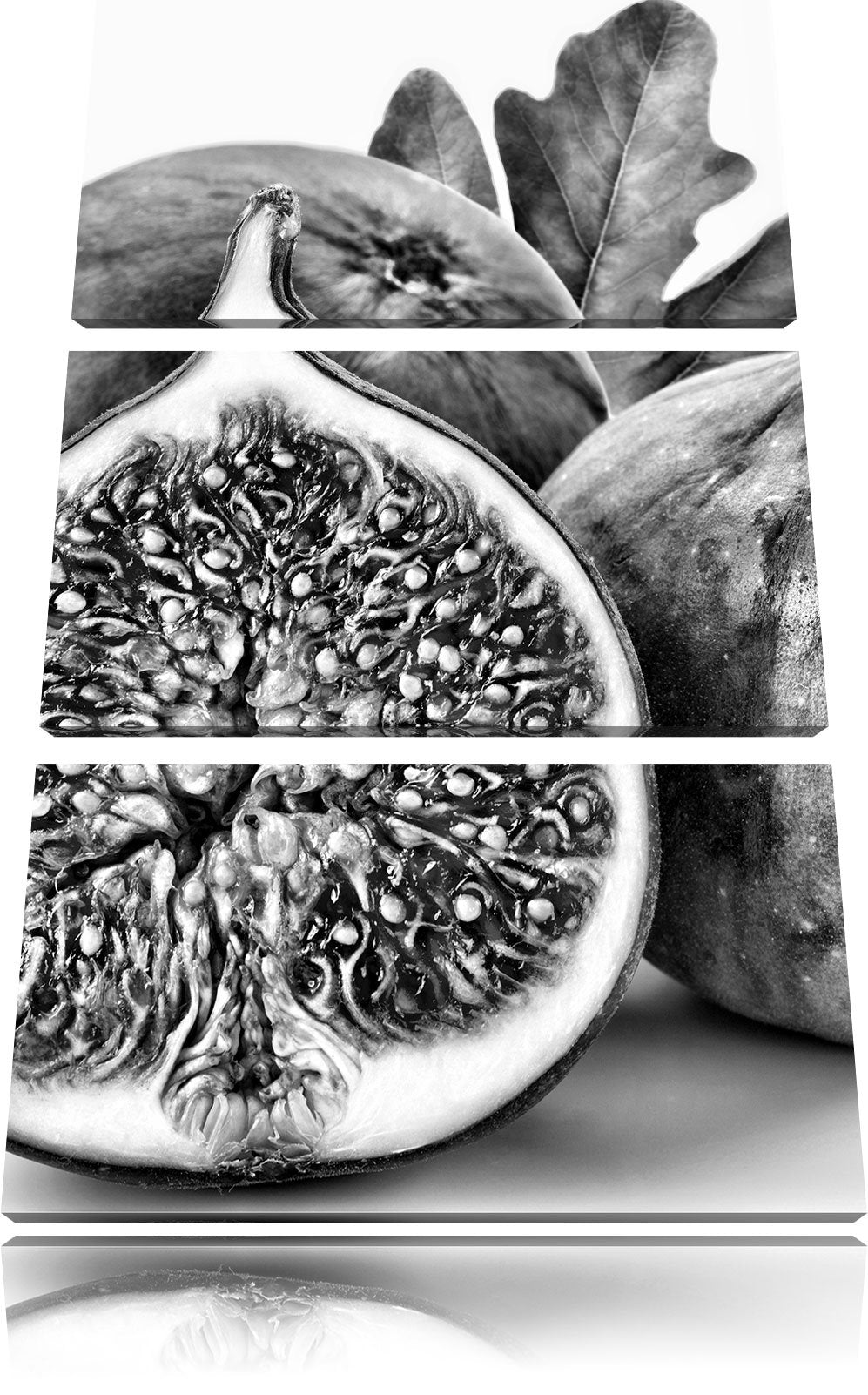 Pixxprint Monocrome, aufgeschnittene Feige 3-Teiler Leinwandbild 120x80 Bild auf Leinwand