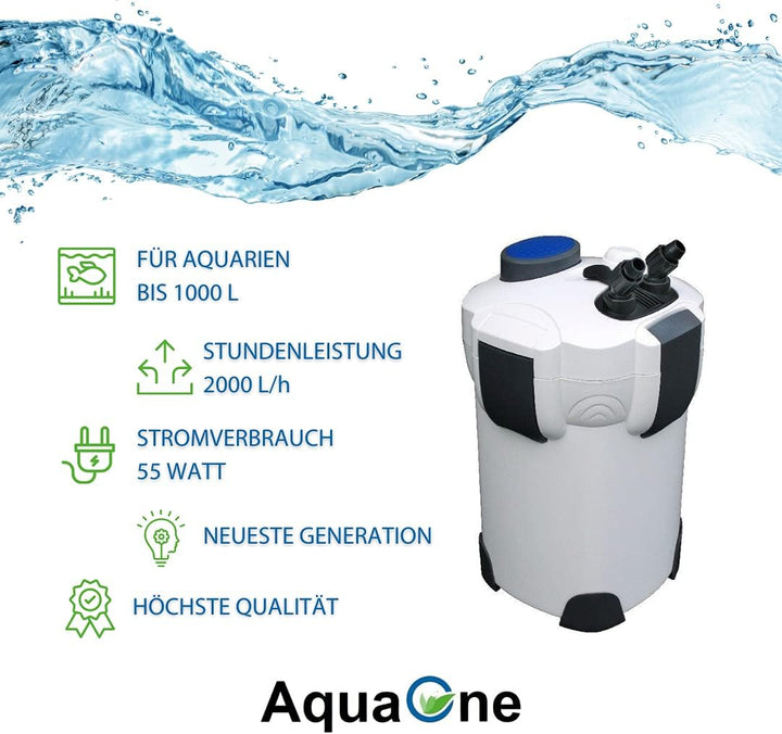 AquaOne Aquarium Aussenfilter HW-304A 2000 L/h I Hochwertiger Filter für Aquarien bis 1000 Liter I P