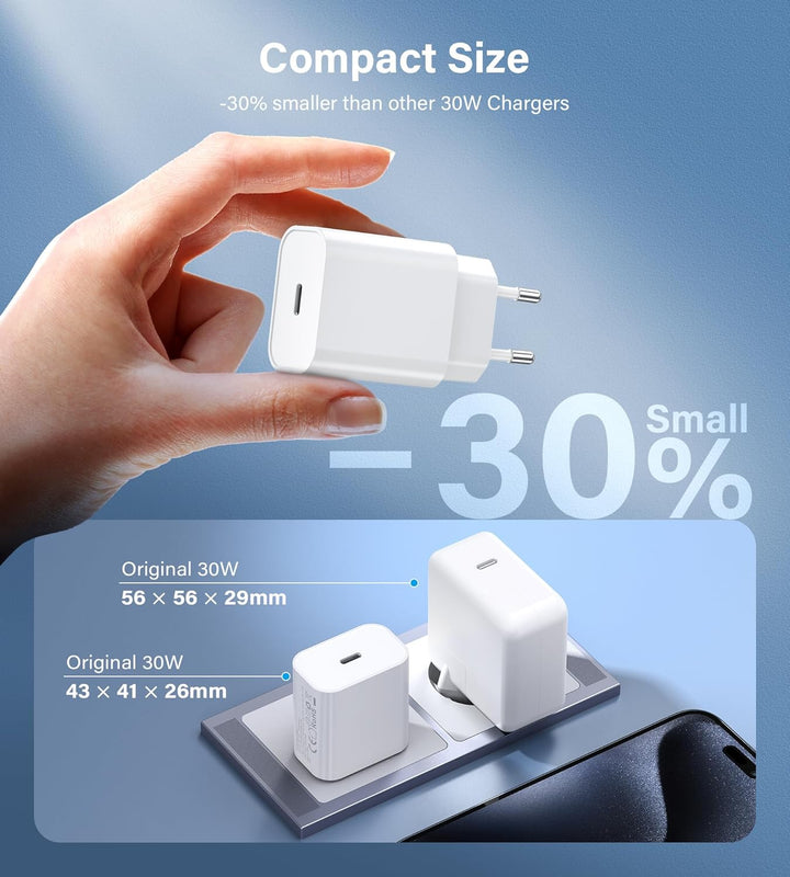 30W USB C Ladegerät, USB C Adapter, PD 3.0 i-Phone Schnellladegerät Netzteil, Ladestecker Power Stec