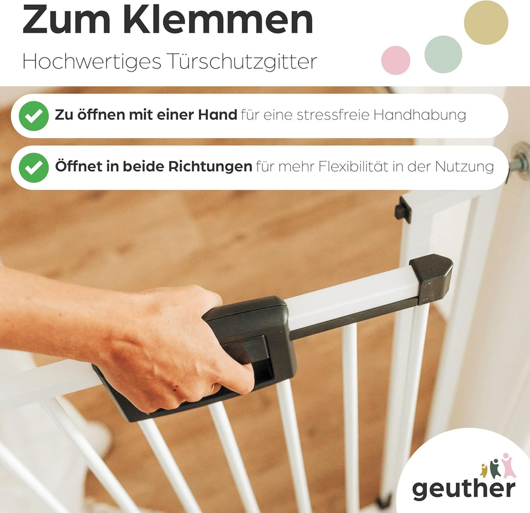Geuther 4791+ Easylock Plus Türschutzgitter, TÜV/GS zertifiziert, Treppenschutzgitter (68 cm - 76 cm