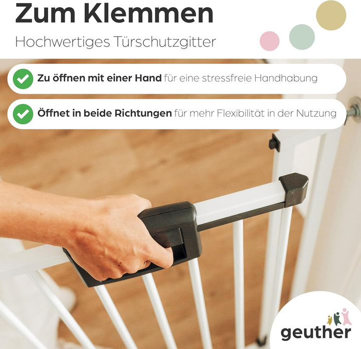 Geuther 4791+ Easylock Plus Türschutzgitter, TÜV/GS zertifiziert, Treppenschutzgitter (68 cm - 76 cm