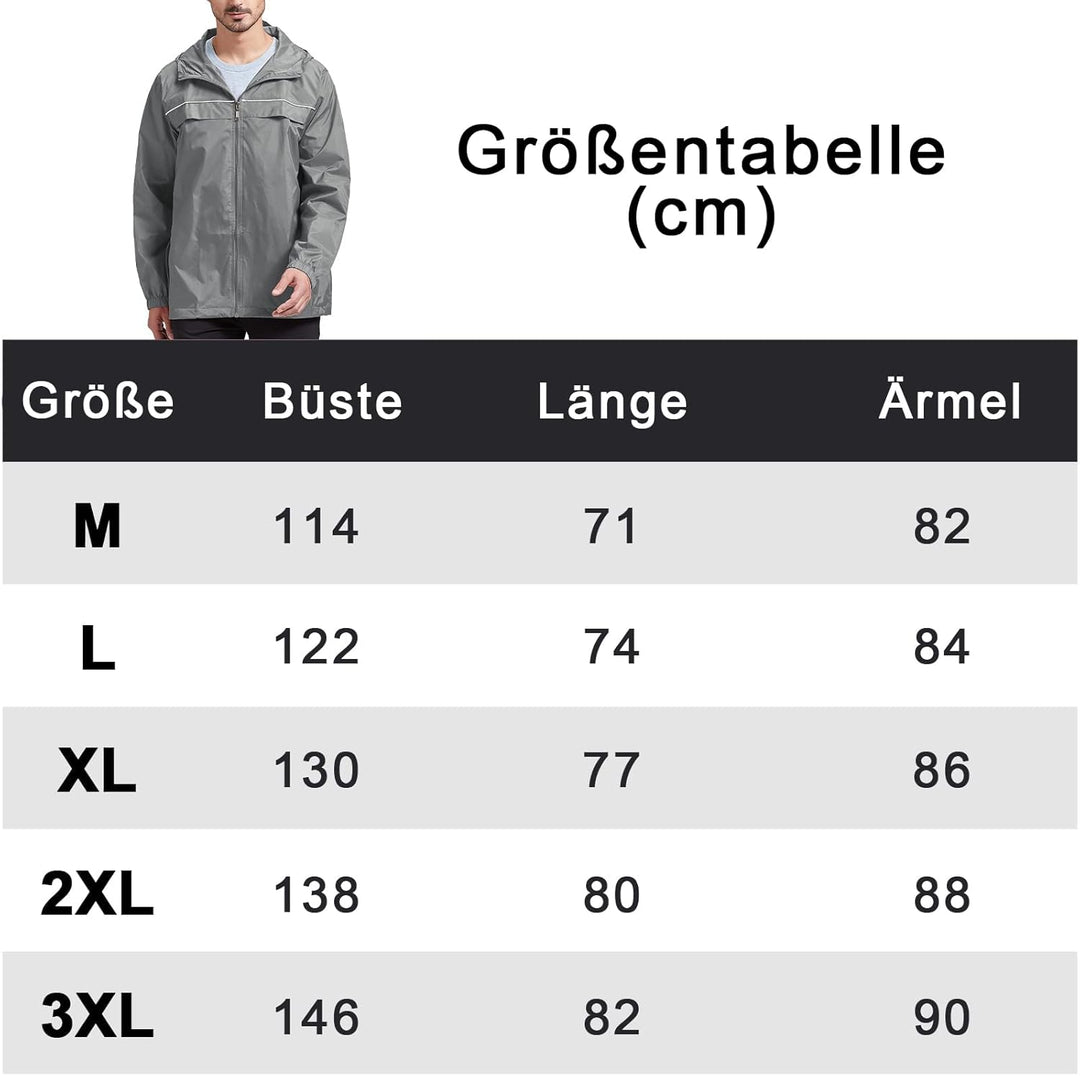 igeekwell Regenjacke Herren Wasserdicht Atmungsaktiv Fahrrad Regenbekleidung Regenanzug Outdoor Refl