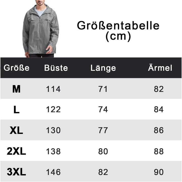 igeekwell Regenjacke Herren Wasserdicht Atmungsaktiv Fahrrad Regenbekleidung Regenanzug Outdoor Refl
