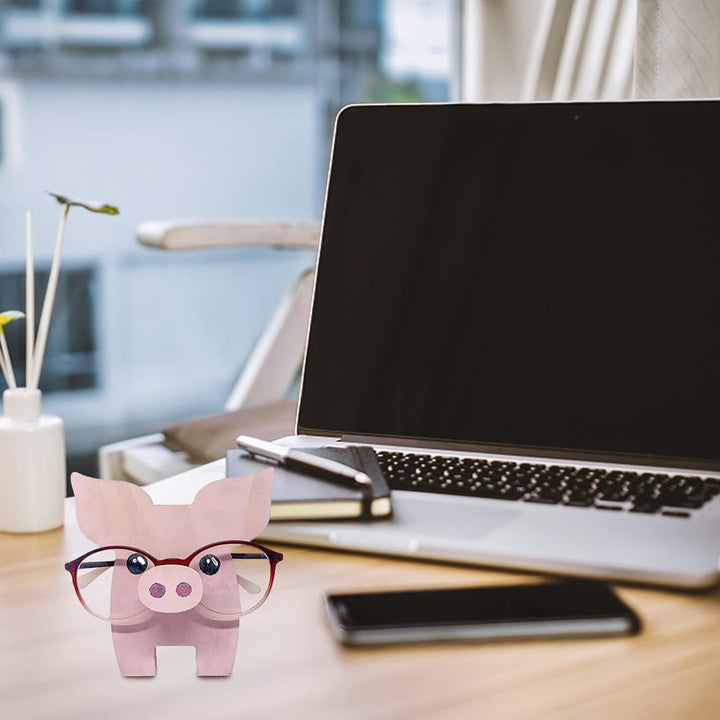Holzbrillenhalter Ständer, Schweinchen-Form Brillengestell Tierbrillenhalter für Geschenke Heimbüro