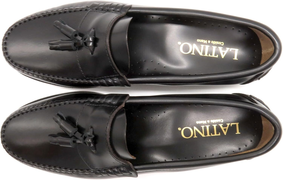 MARTTELY Herren Slipper Business Schuhe Ledersohle Rahmengenäht Premium Tassel Loafer 45 EU Schwarz,