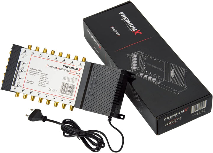 PremiumX PXMS 9/16 Multischalter mit Netzteil Multiswitch 2 SAT für 16 Teilnehmer Satverteiler Digit