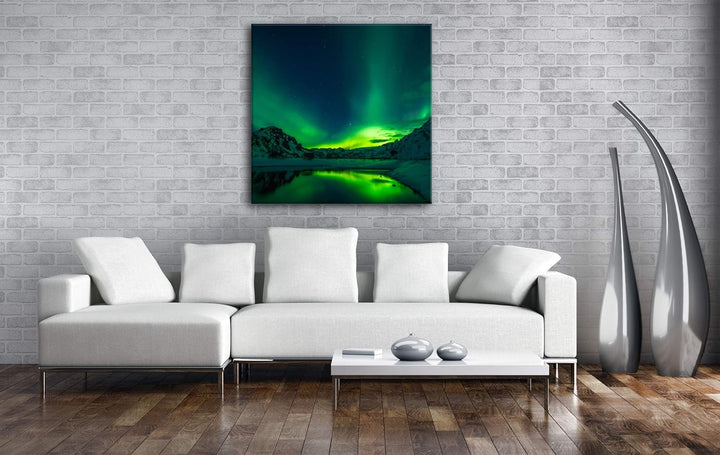 deyoli Aurora Borealis Format: 70x70 als Leinwand, Motiv fertig gerahmt auf Echtholzrahmen, Hochwert