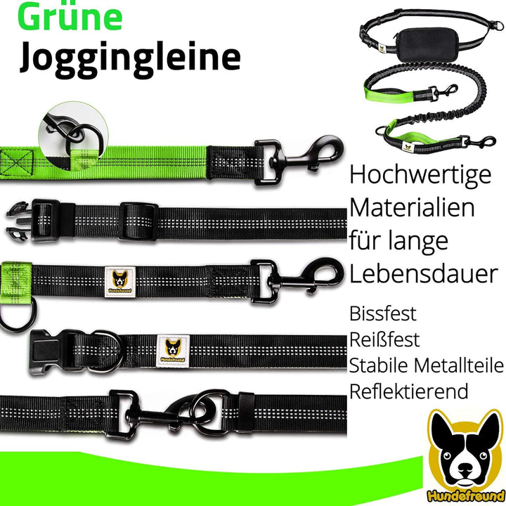Jogging-Leine - Elastische und reflektierende 120 cm Hundeleine (bis 200 cm dehnbar) mit verstellbar
