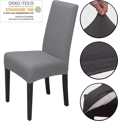 Staboos Stuhlhussen 6er Set - Hohe Elastizität - Stuhlbezug 6er Set - ÖKO TEX Zertifiziert (Stein) 6