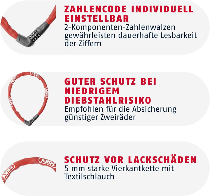 ABUS Kettenschloss Steel-O-Chain 5805C – Zahlenschloss aus 5 mm starken Stahlkette – ABUS-Sicherheit