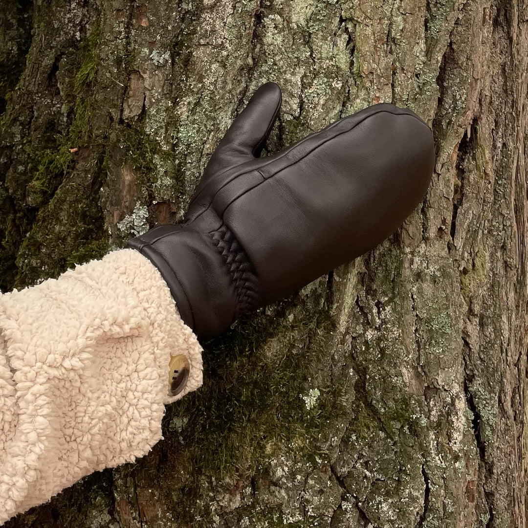 Fäustlinge aus reinem Merino Lammfell und robustem Lammnappa Leder, Touchscreen-fähig, Damen, Lammfe