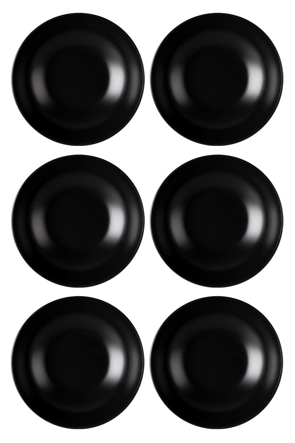 Suppenteller 6er Set Tiefteller Salatteller - Steingut - Schwarz Matt - Ø 20,5 cm