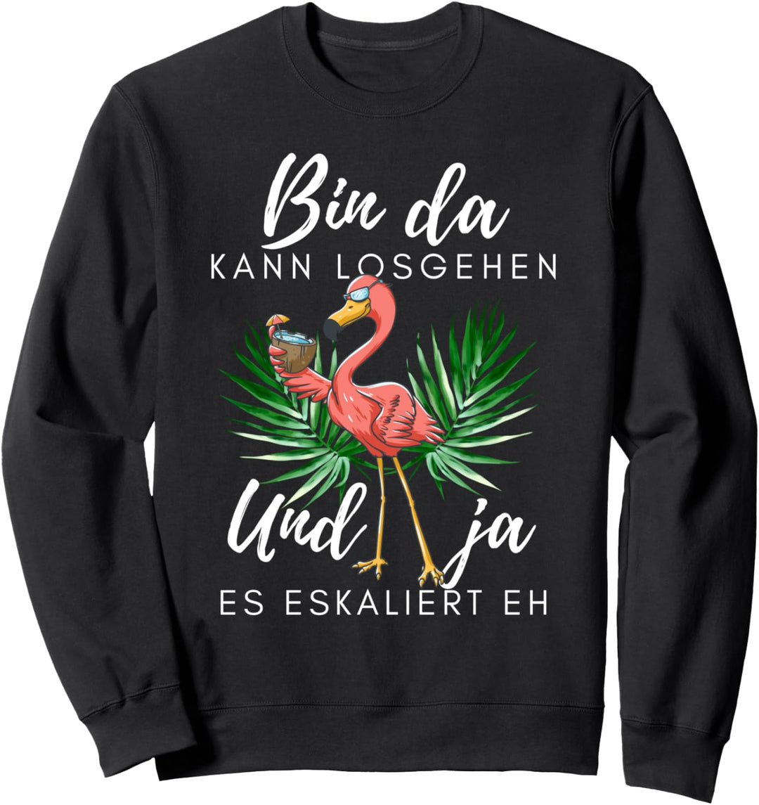 Flamingo Bin da kann losgehen und ja es eskaliert eh Sweatshirt