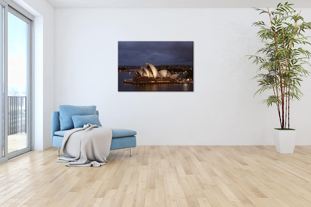 deyoli Sydney Opera House im Format: 100x70 als Leinwandbild, Motiv fertig gerahmt auf Echtholzrahme