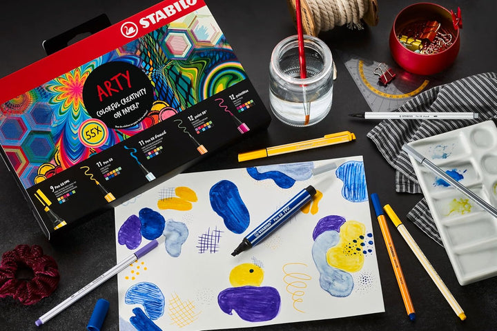 Stifte-Set - STABILO ARTY Creative Set - 55er Pack - Fineliner, Filzschreiber, Premium-Filzstifte, P