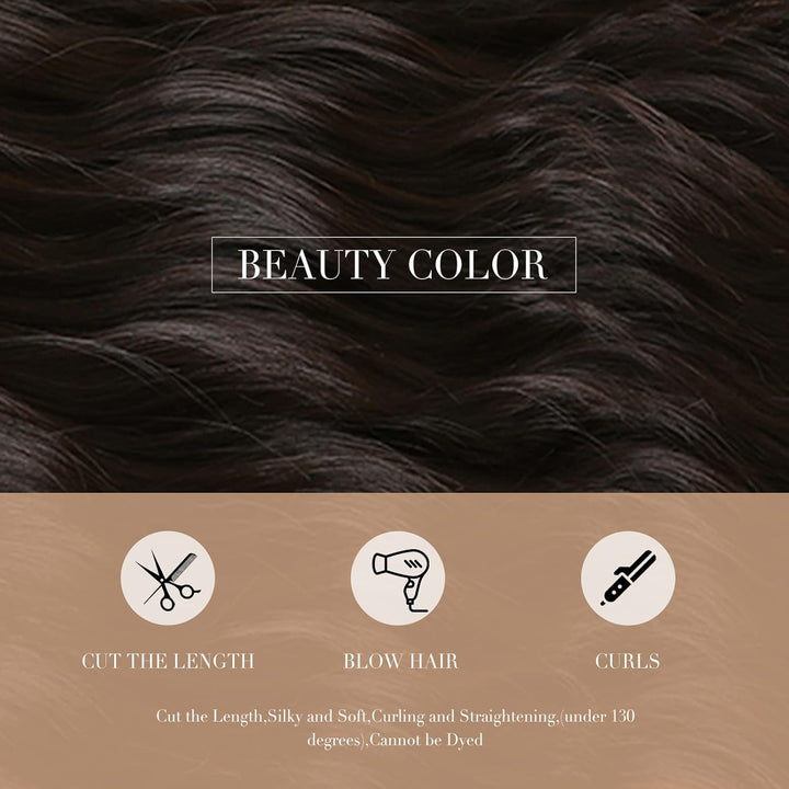 HAIRCUBE Lange lockige Perücken für Frauen dunkelbraune Perücken synthetische Perücke mit Pony -Hitz