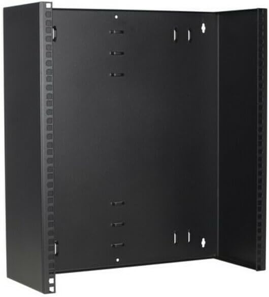 12 HE - 19 Zoll Montagerahmen für Wandbefestigungen ohne Schaniere - 180mm Tief - Schwarz, 180 mm ti