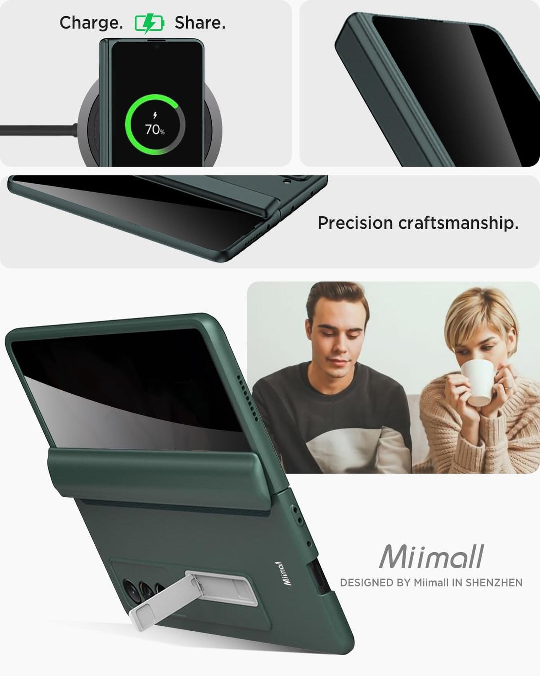 Miimall Kompatibel mit Samsung Galaxy Z Fold 3 Hülle mit Displayschutz Anti-Peeping+Magnetischer Sch